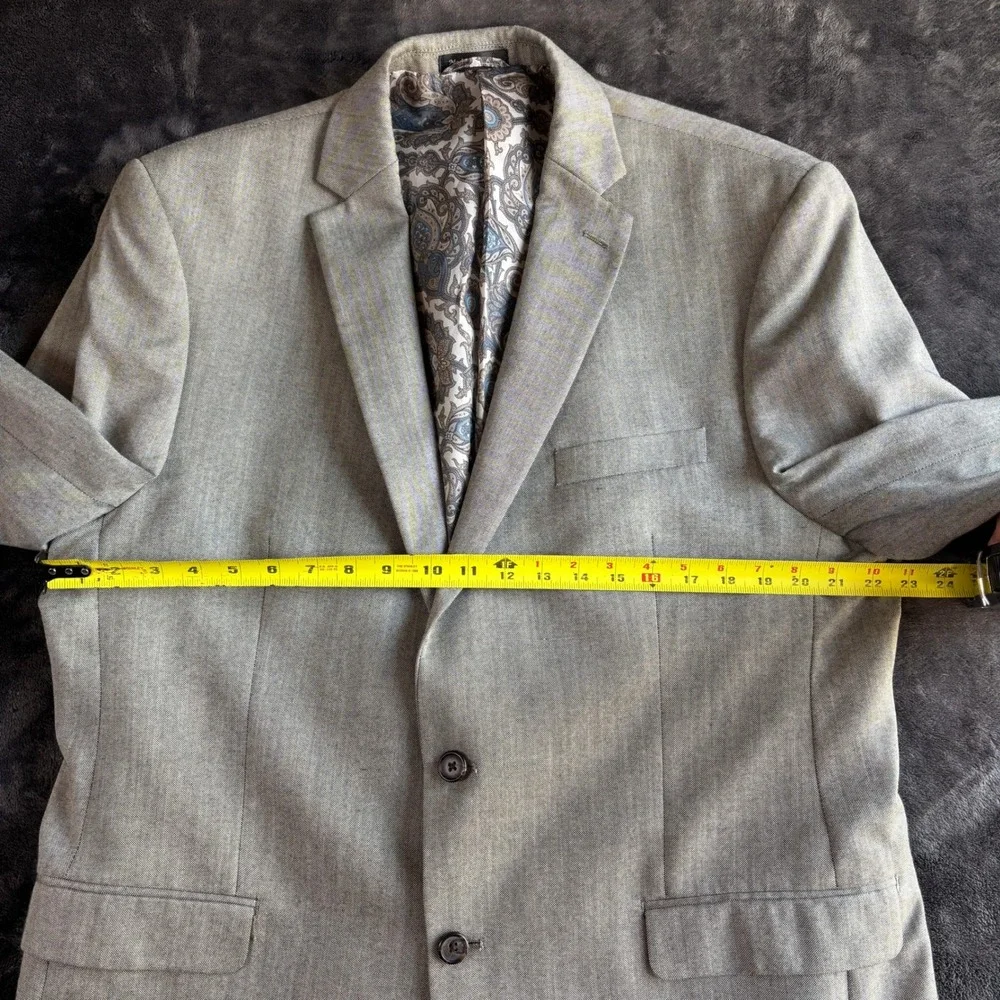 Lauren‎ Ralph Lauren Mens 46L Light Gray Two Button Blazer Macy's Paisley Lining